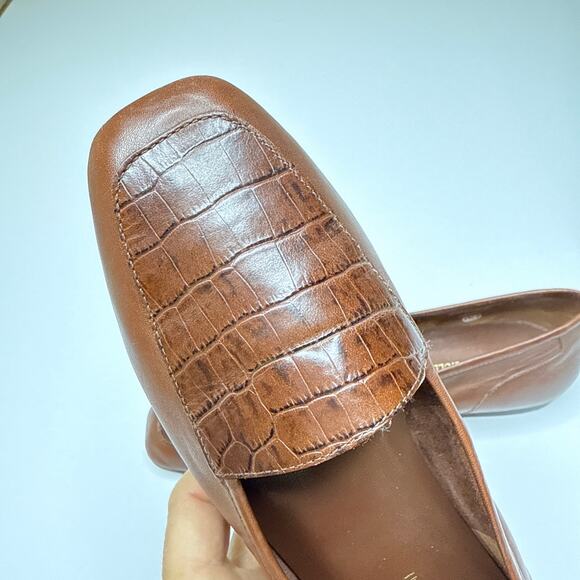 Classic ENZO ANGIOLINI Liberty Brown Croc‎ Leather Ballet Ballerina Flats SZ 8.5 - Picture 6 of 10